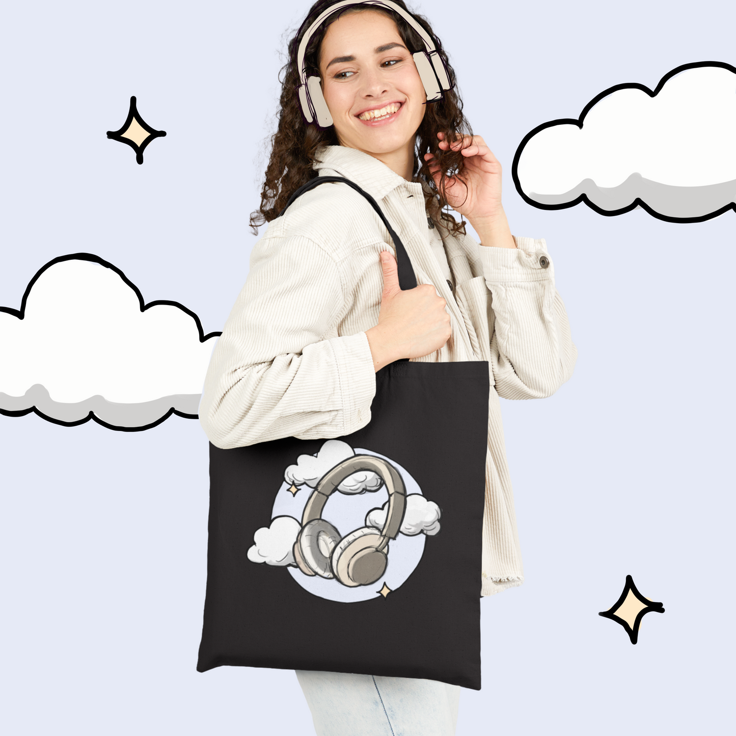 Dreamy Headphone Cotton Canvas Tote Bag