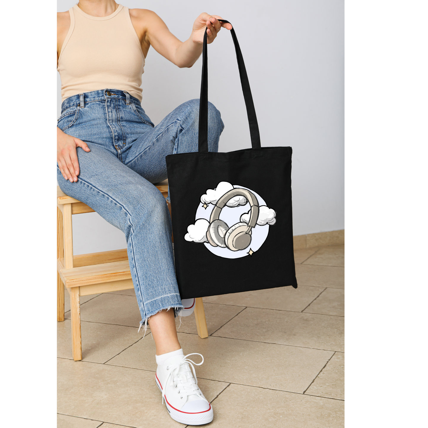 Dreamy Headphone Cotton Canvas Tote Bag