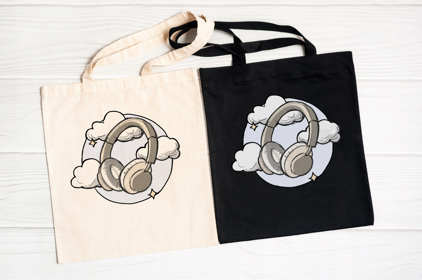 Dreamy Headphone Cotton Canvas Tote Bag