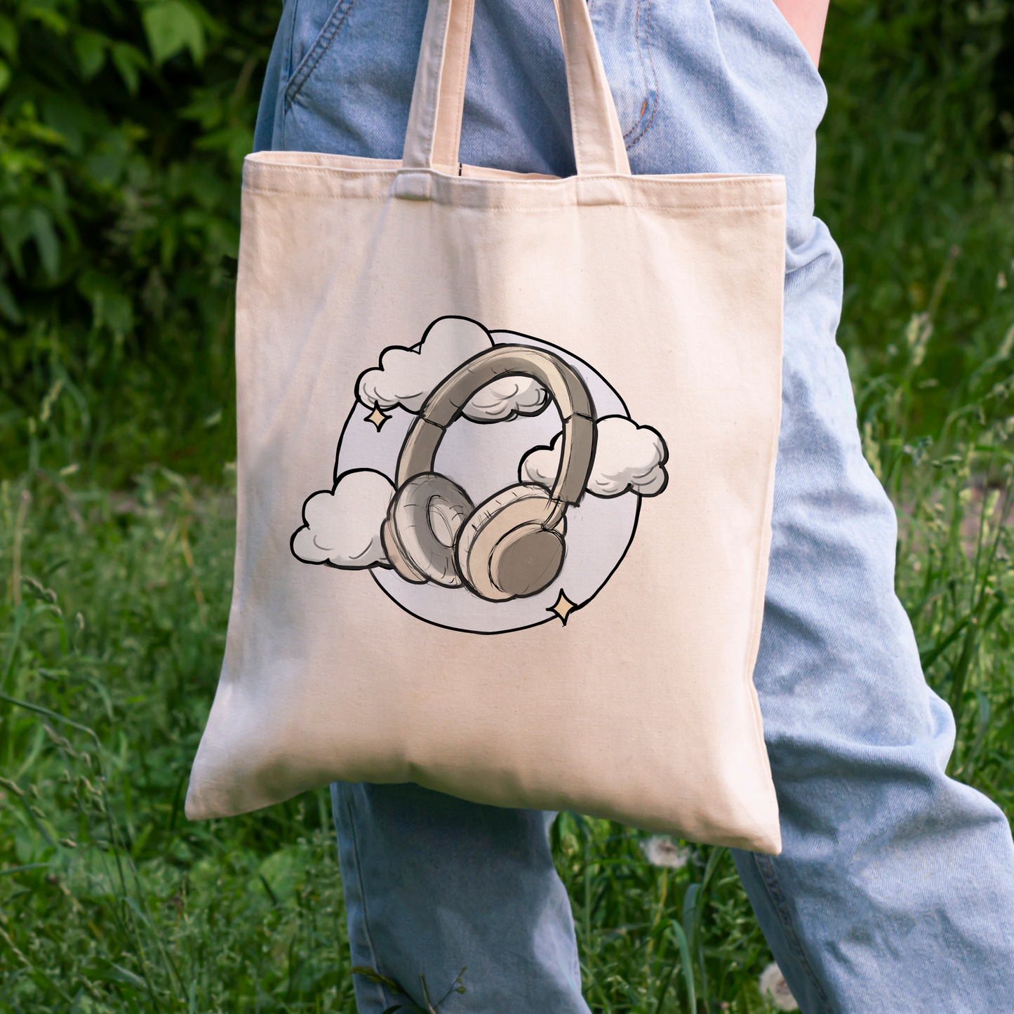 Dreamy Headphone Cotton Canvas Tote Bag