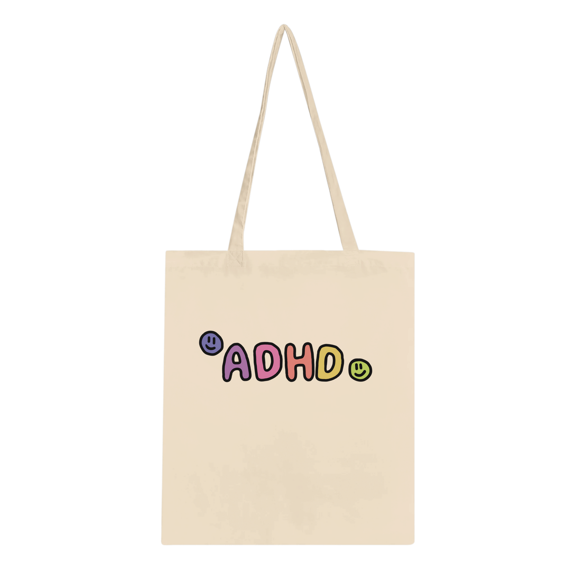 ADHD-Themed Tote Bag – Unique Front & Back Design by Artist - Neurodiversetea