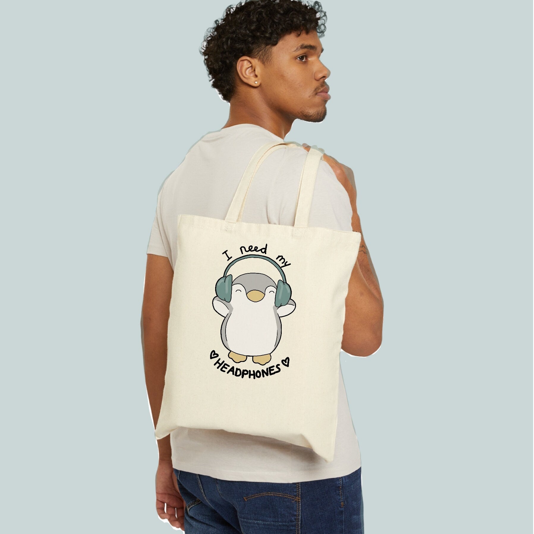 Frog and penguin tote bag NeurodiverseTea