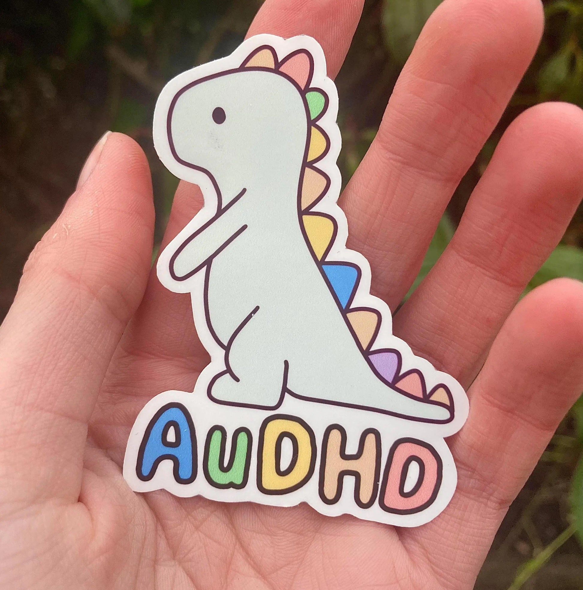 Colourful AuDHD dinosaur sticker | Autism + ADHD - Neurodiversetea