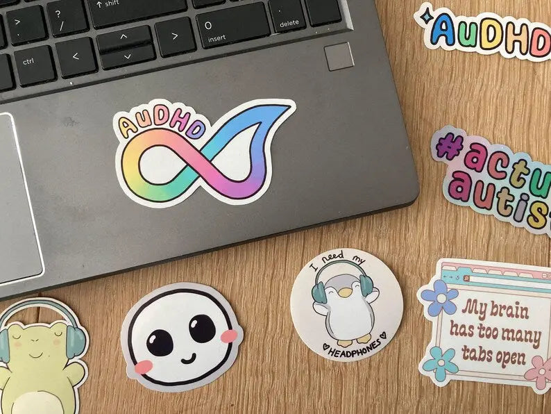 Colourful AuDHD symbol sticker - Neurodiversetea