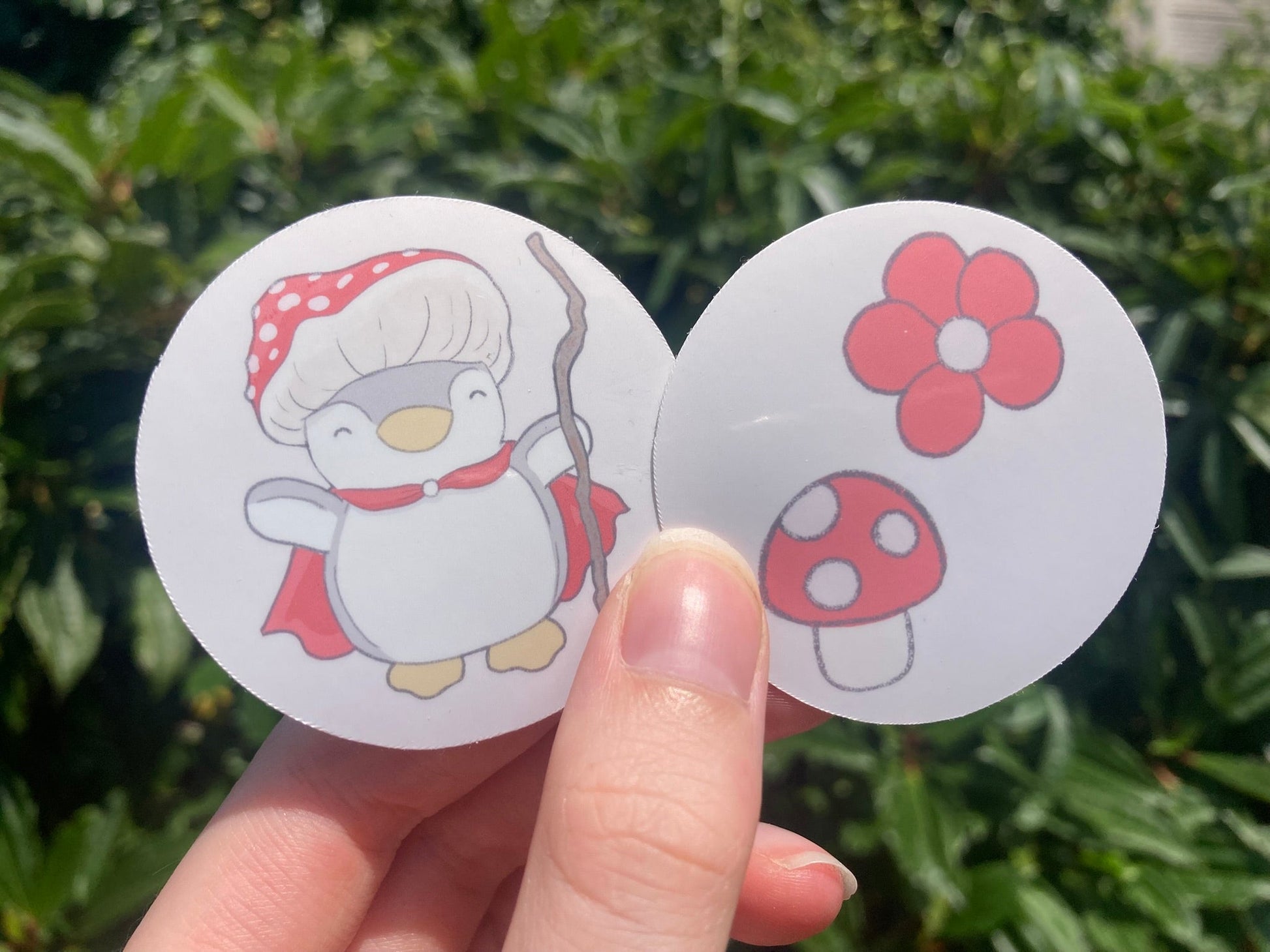 Headphone sticker set : cute adventurous penguin, handmade by NeurodiverseTea