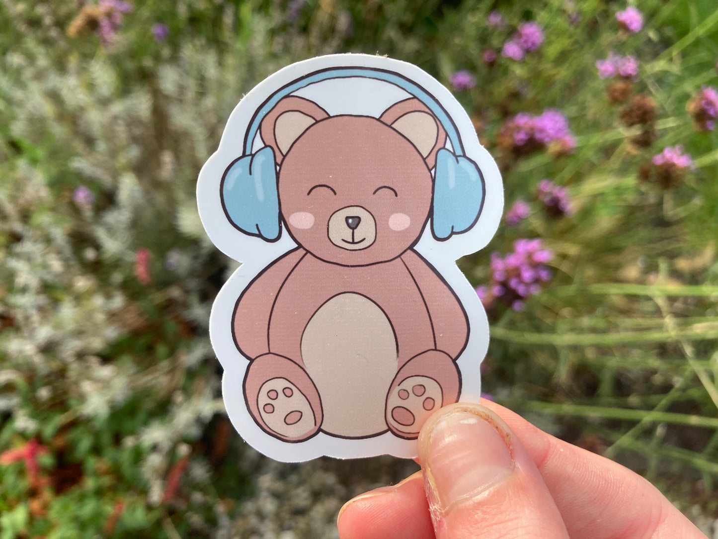 Bear with headphones sticker