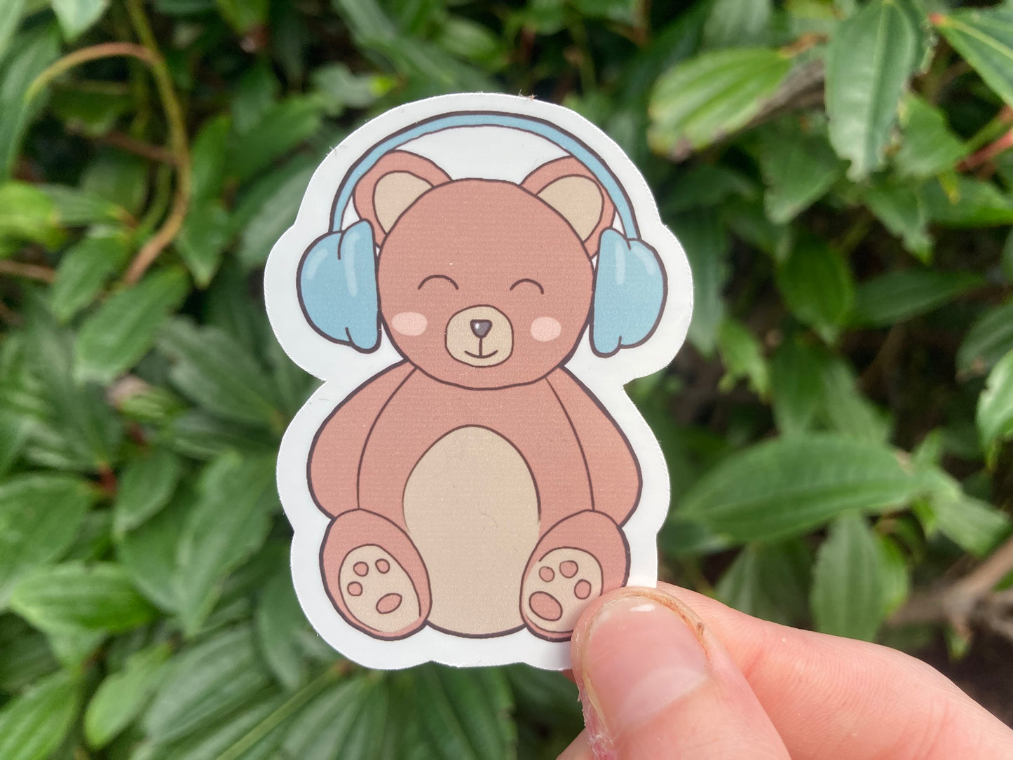 Bear with headphones sticker