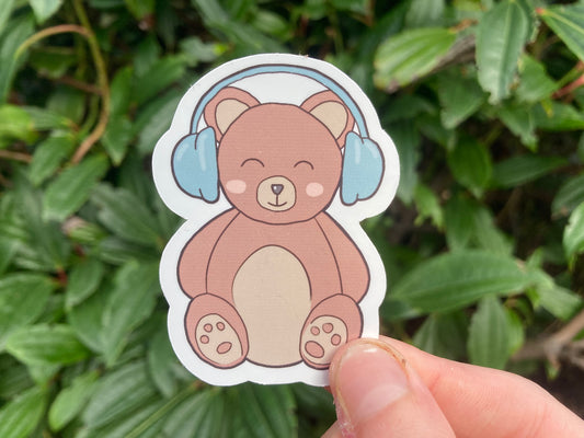 Bear with headphones sticker