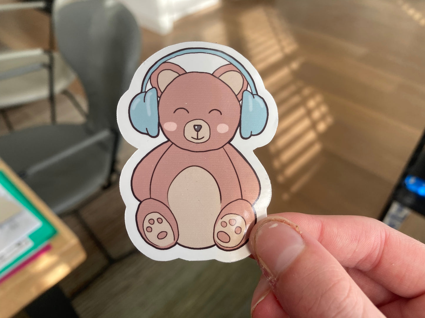 Bear with headphones sticker