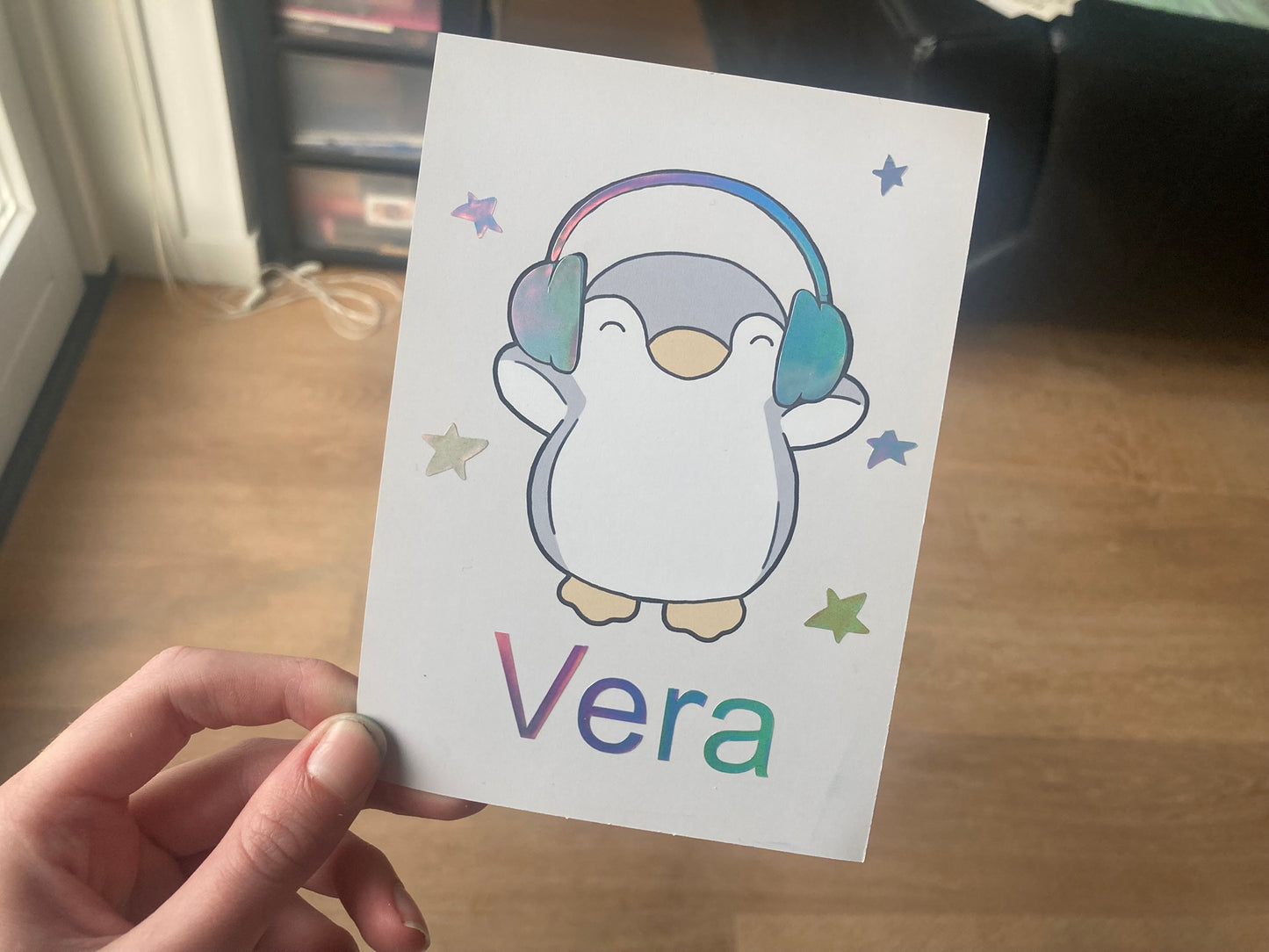 Personalised postcard/ mini-art print animals with headphones