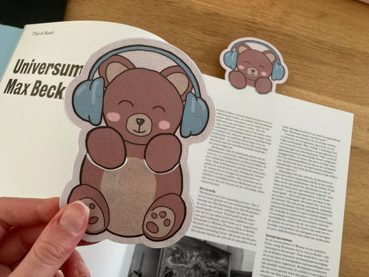Bear with headphones bookmark