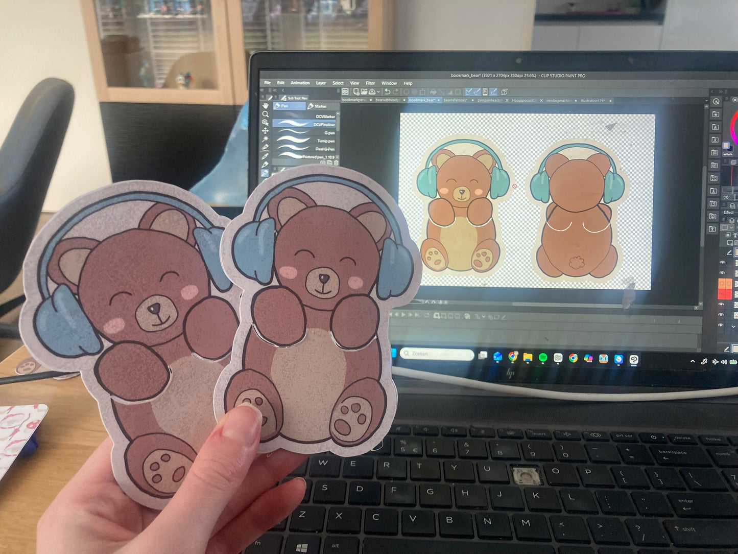 Bear with headphones bookmark