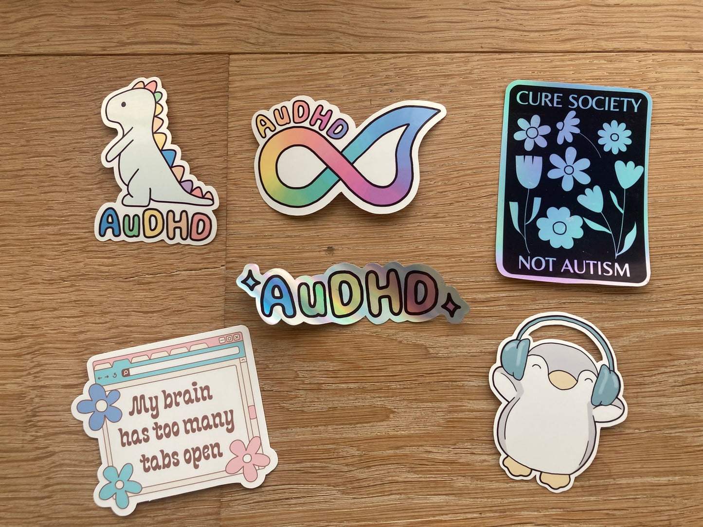 AuDHD themed sticket set of 6