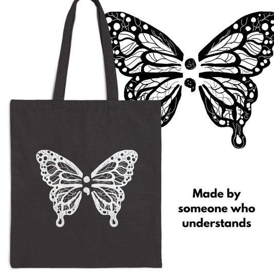 Semicolon Butterfly Tote Bag – Design for Suicide Prevention Awareness