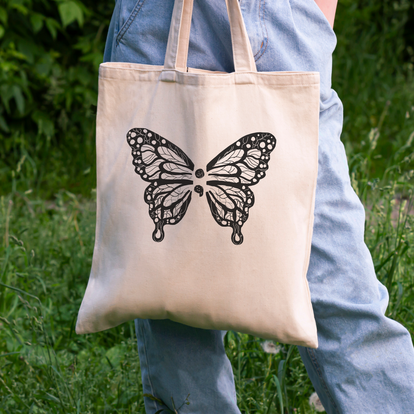 Semicolon Butterfly Tote Bag – Design for Suicide Prevention Awareness