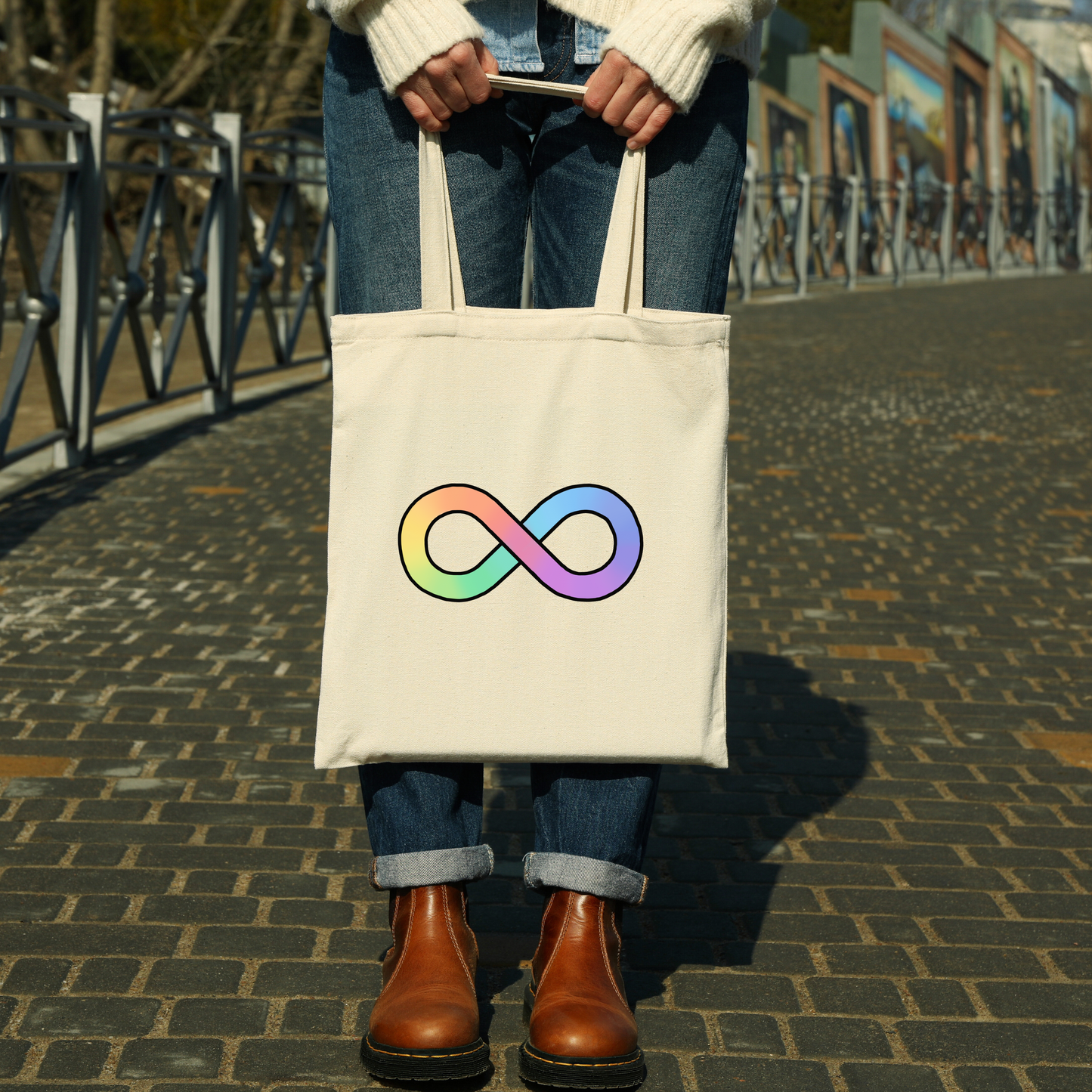 Actually autistic/ autism infinity symbol tote bag