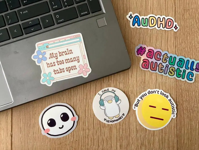 "My brain has too many tabs open" ADHD sticker - Neurodiversetea