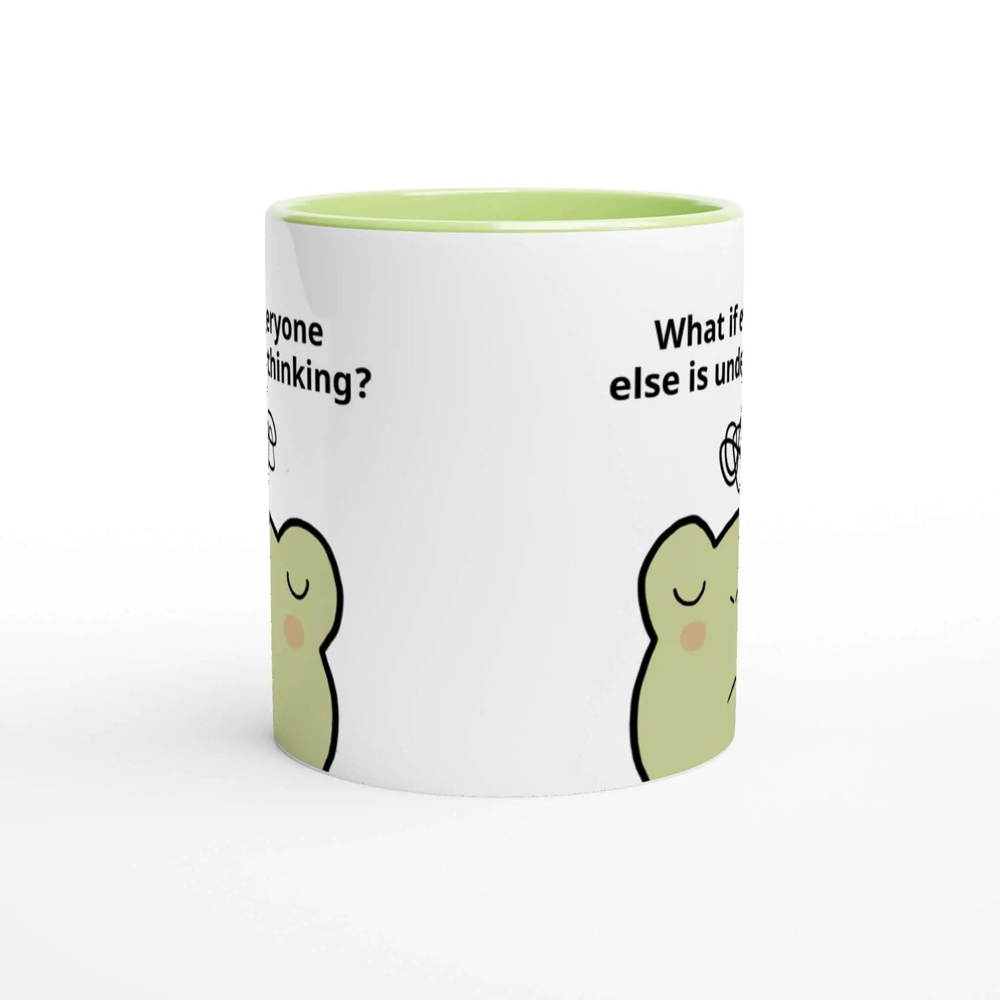 Cute frog overthinker mug with green handle - Neurodiversetea