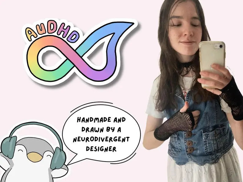 Colourful AuDHD symbol sticker - Neurodiversetea