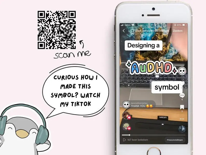 Colourful AuDHD symbol sticker - Neurodiversetea