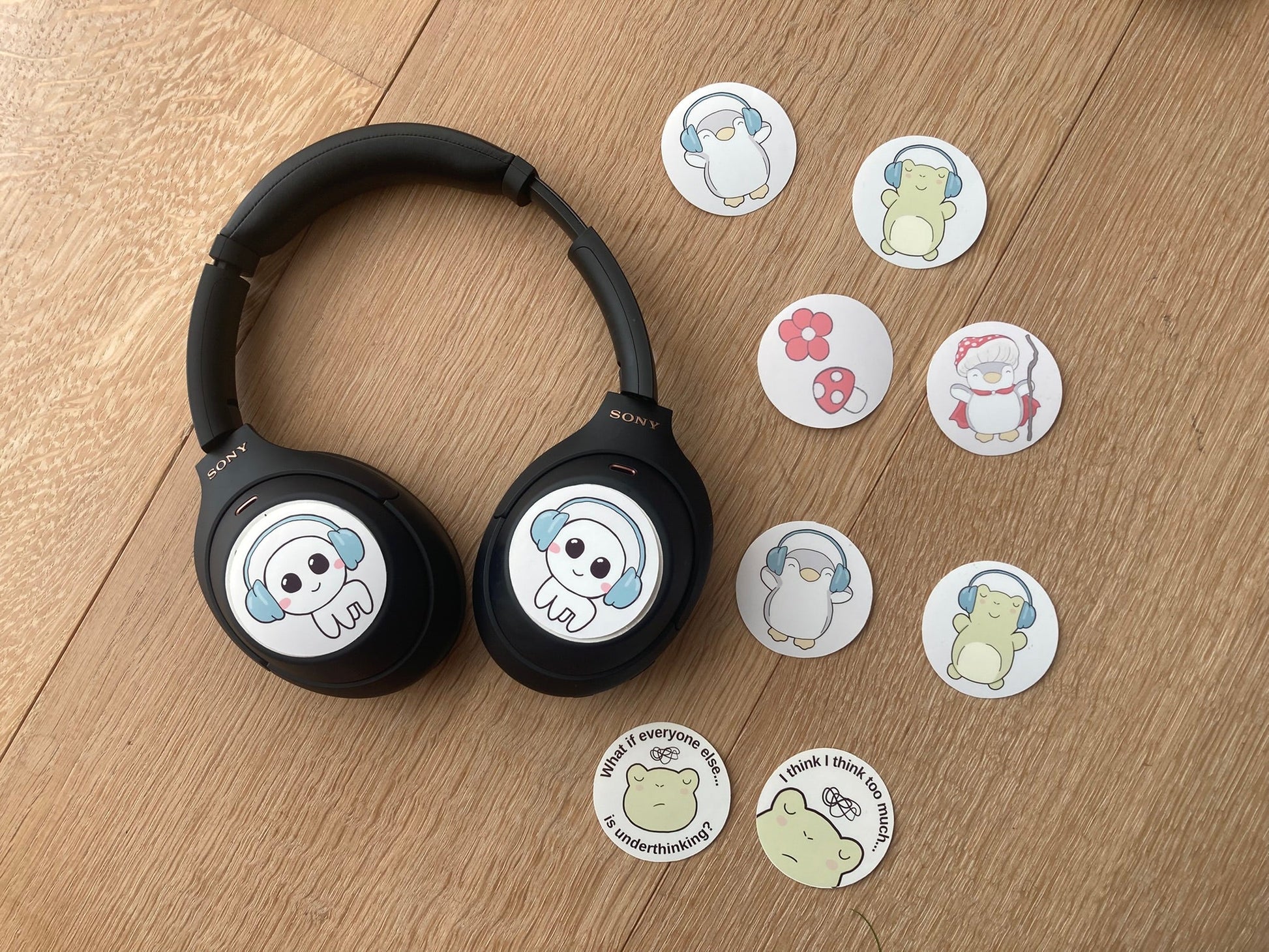 Headphone sticker set: autism creature  with headphones, handmade by NeurodiverseTea