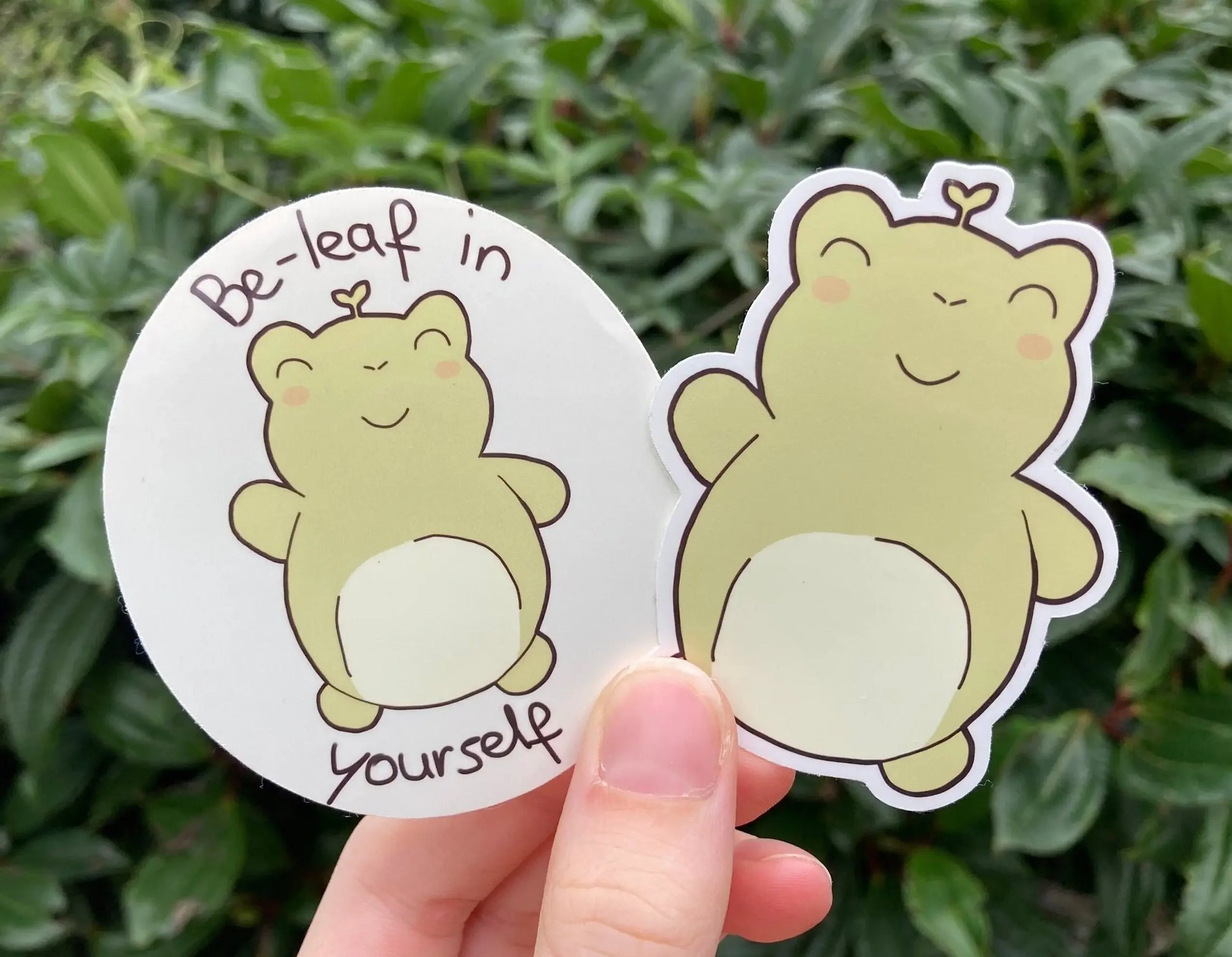 Cute frog stickerset "Beleaf in yourself" - Neurodiversetea
