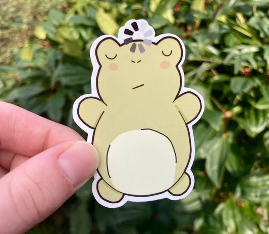 Funny "brain frog" vinyl sticker, handmade by Neurodiversetea, frog with loading bar