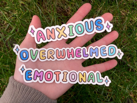 Anxious, overwhelmed, emotional text stickers - Neurodiversetea