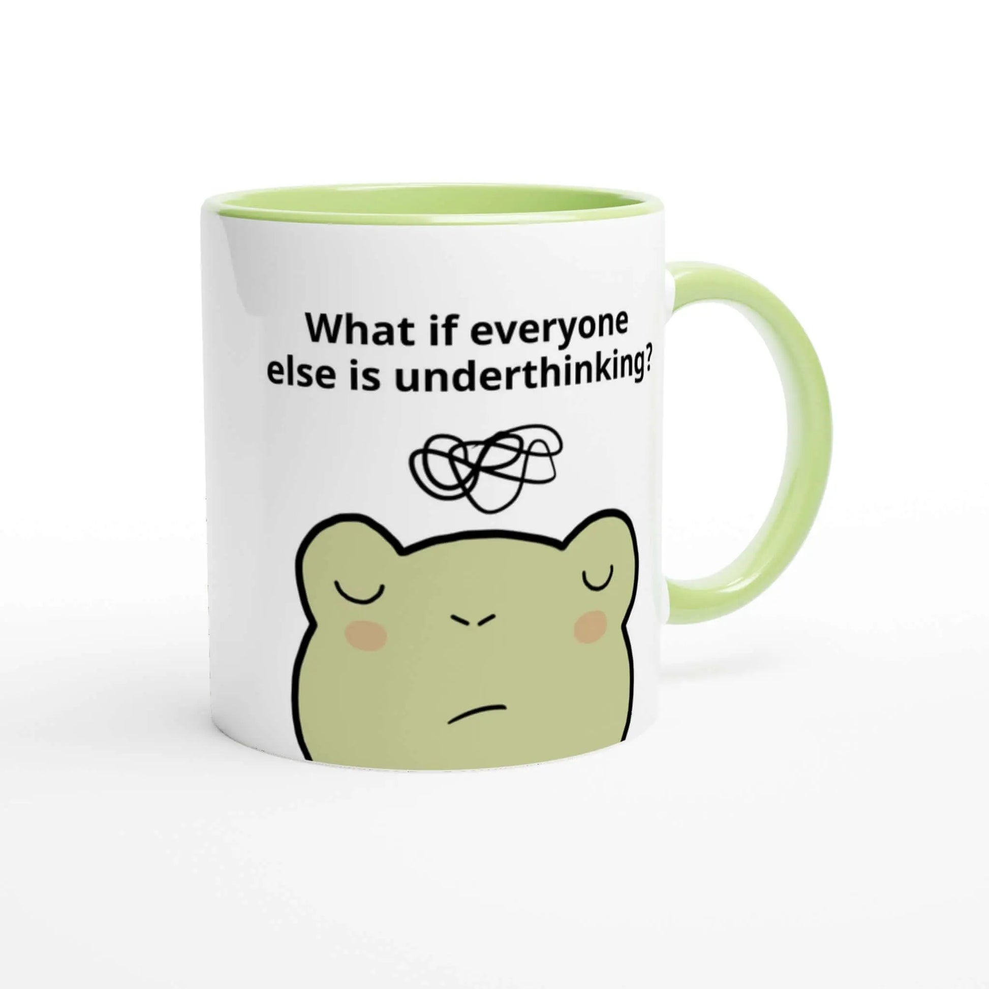 Cute frog overthinker mug with green handle - Neurodiversetea