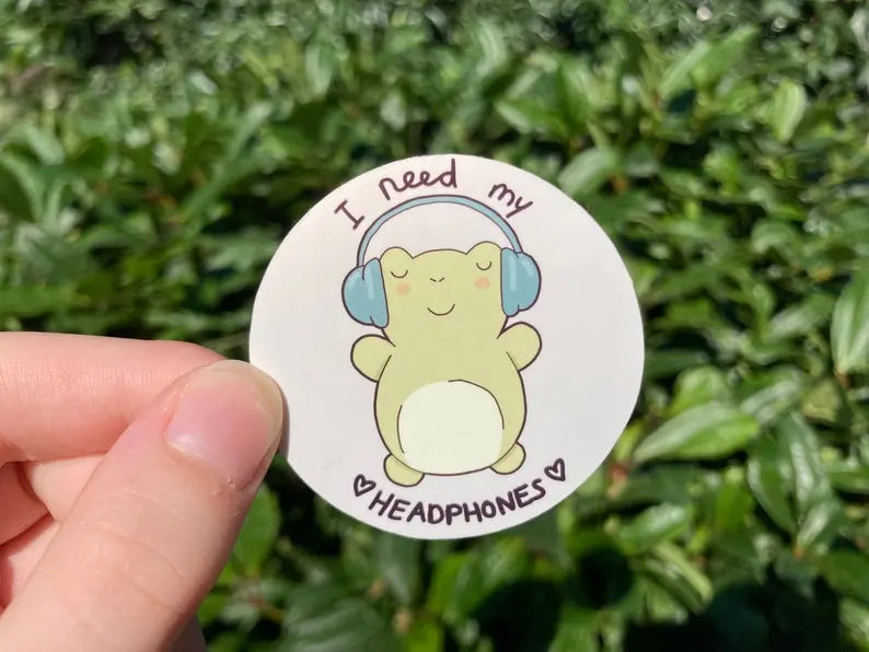 Headphone lover frog and penguin sticker set - Neurodiversetea