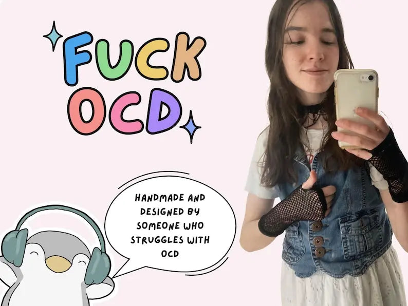 "Fuck OCD" sticker | Obsessive compulsive disorder, made by Neurodiversetea, someone who also struggles with this mental healht disorder