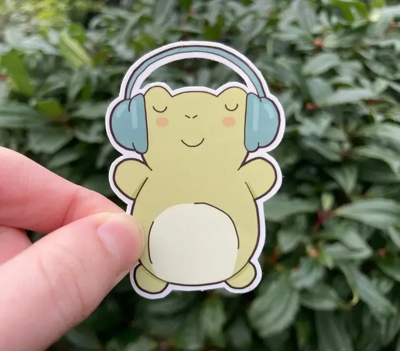 Frog and penguin with headphones stickers - Neurodiversetea