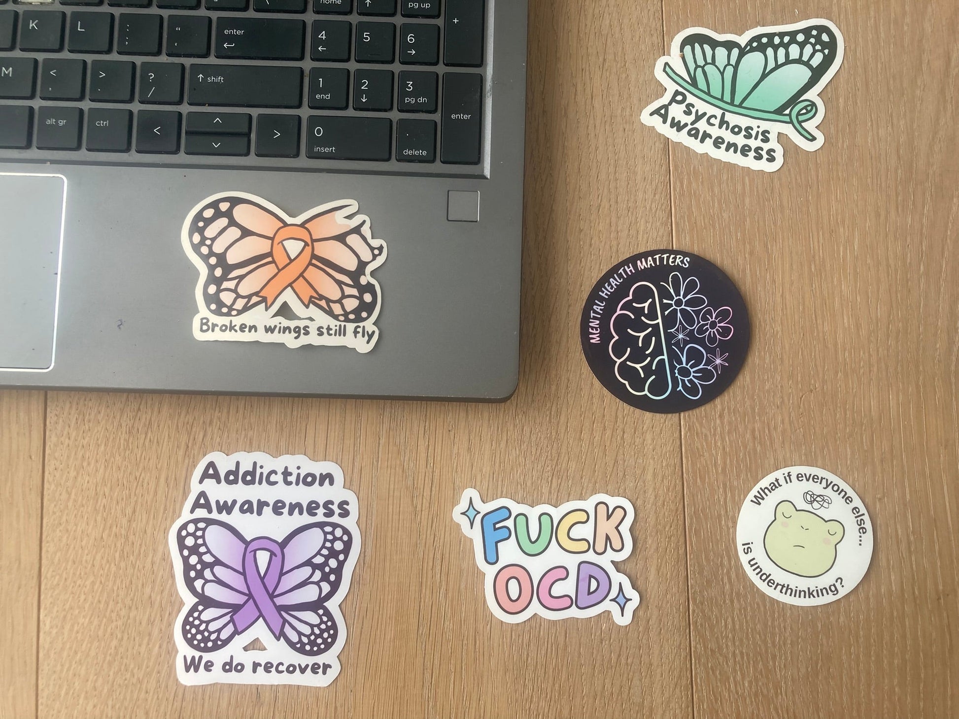 Self harm awareness sticker: broken wings still fly NeurodiverseTea