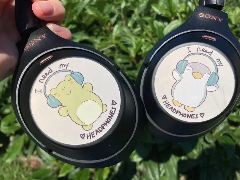 Headphone lover frog and penguin sticker set - Neurodiversetea