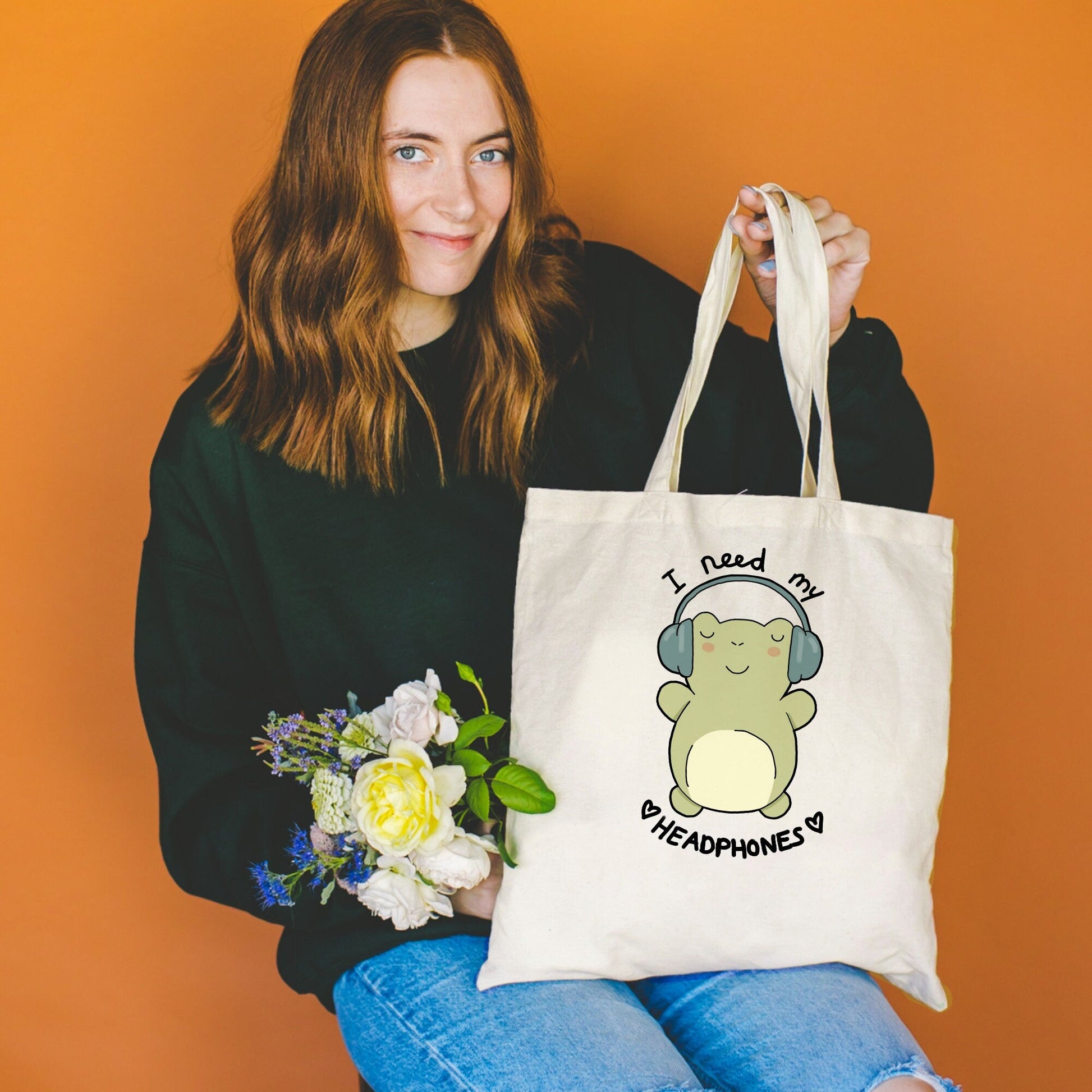 Frog and penguin tote bag NeurodiverseTea