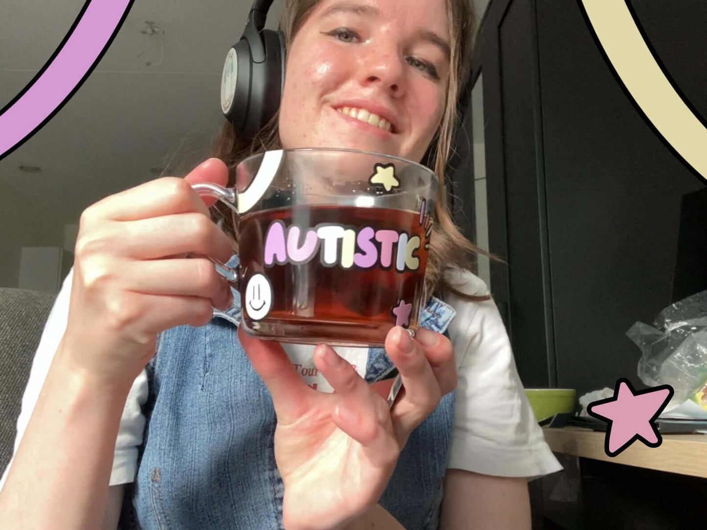 Coloured autism glass mug - Neurodiversetea