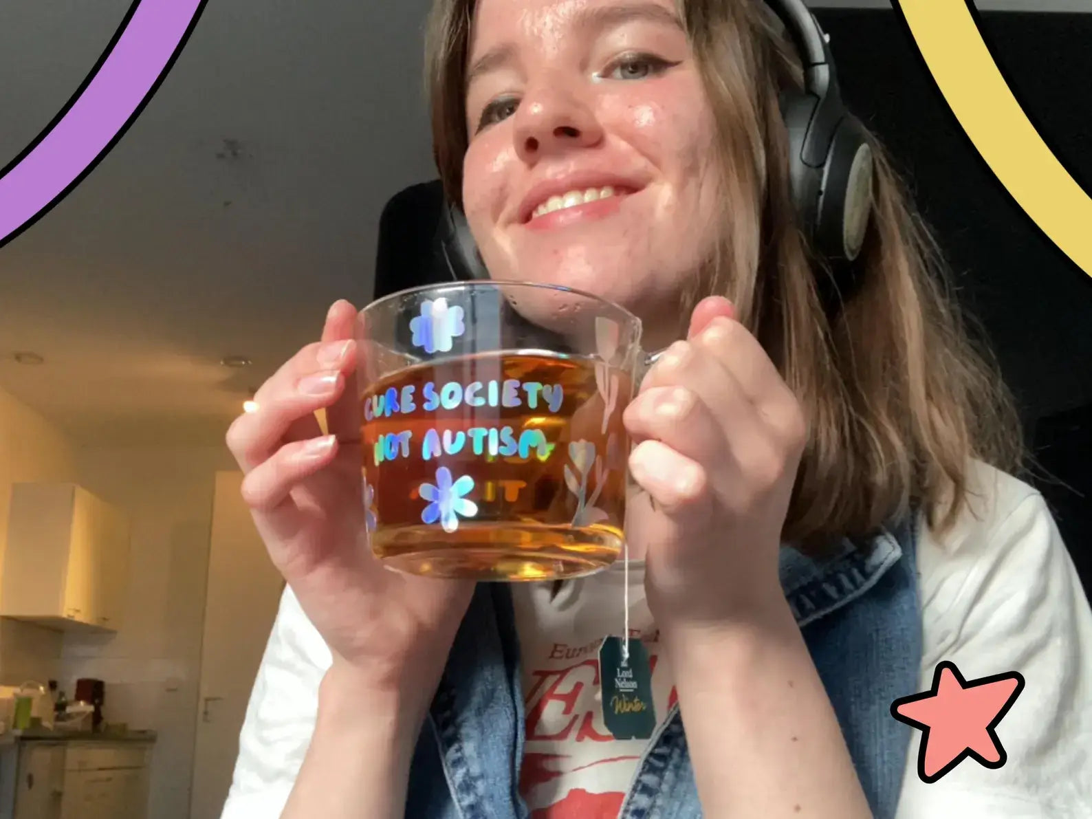 "Cure society, not autism" mug - Neurodiversetea