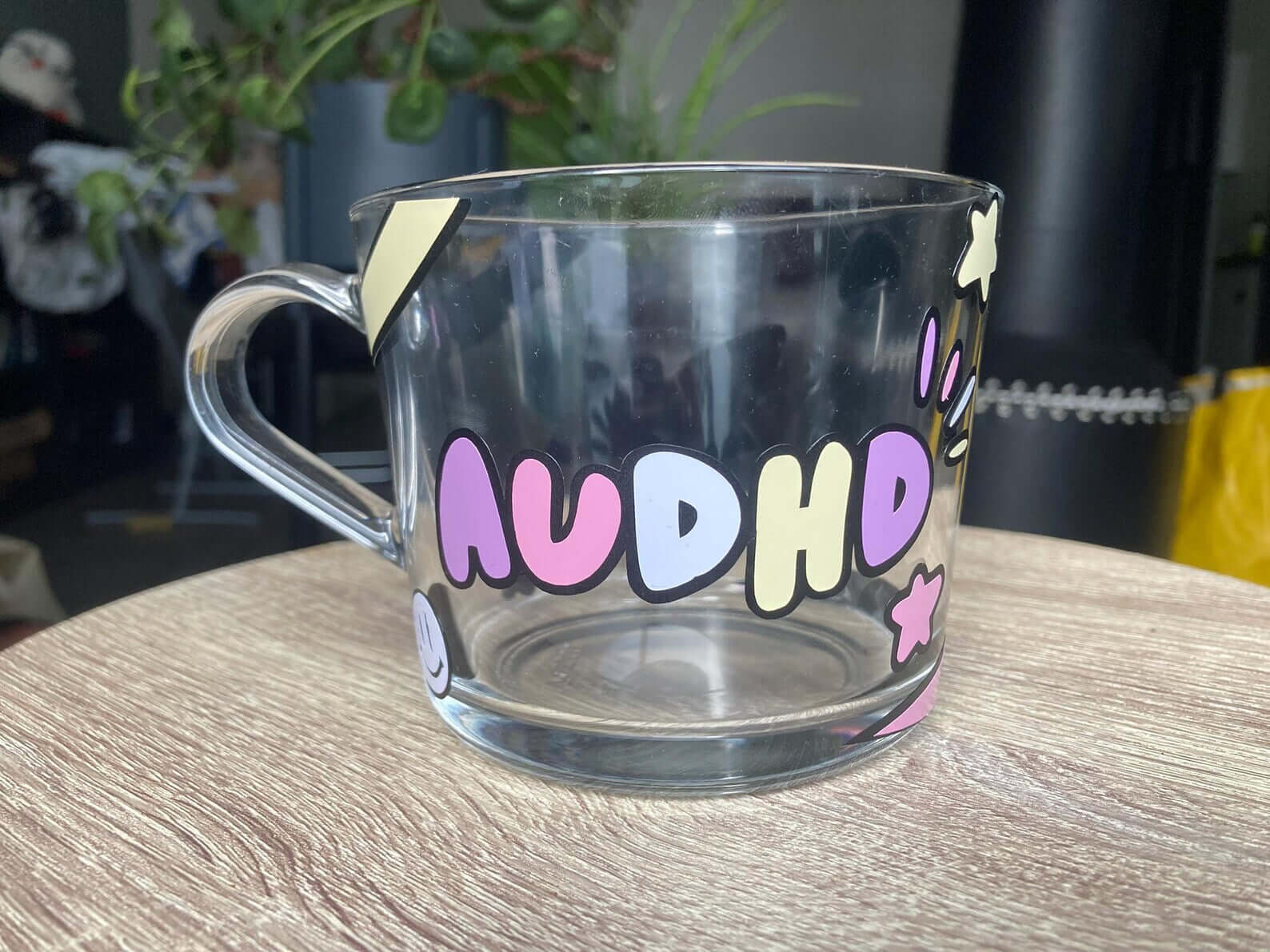 Coloured AuDHD glass mug - Neurodiversetea