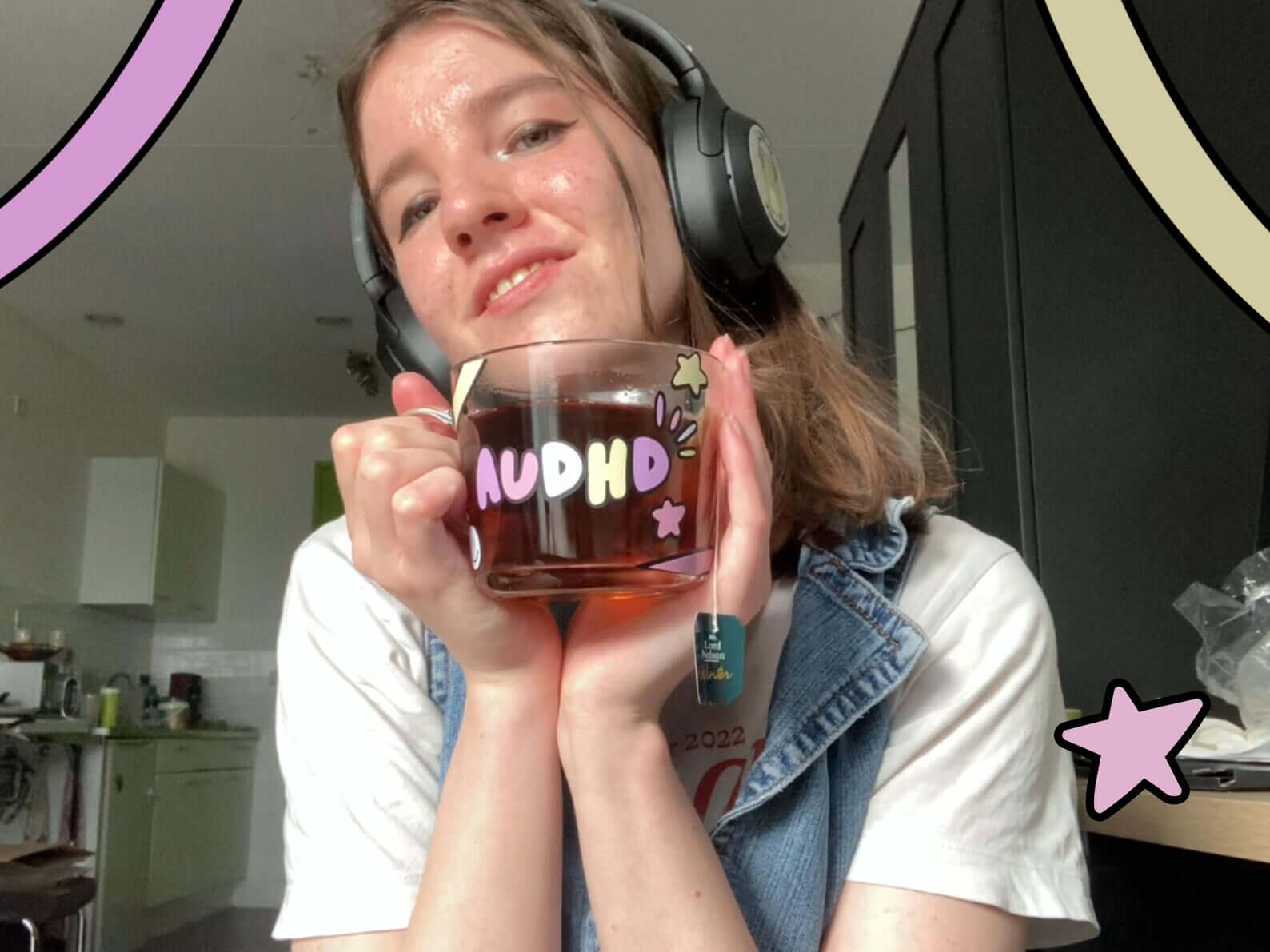 Coloured AuDHD glass mug - Neurodiversetea