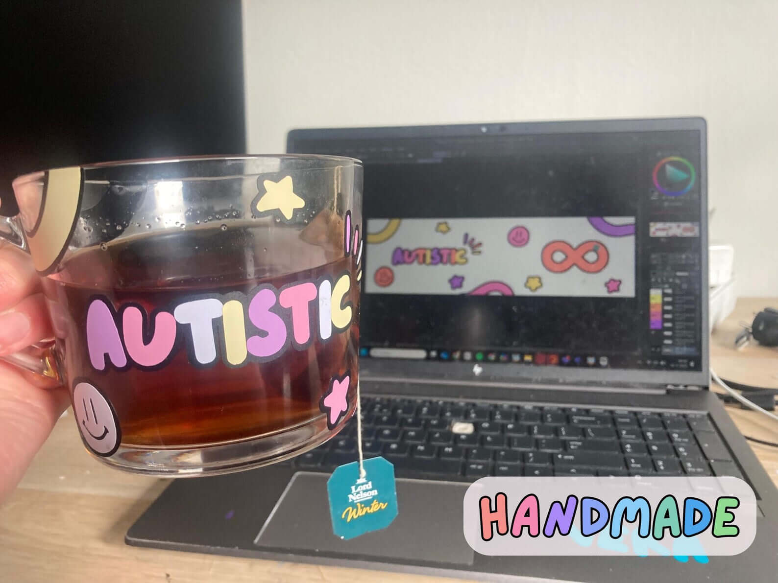 Coloured autism glass mug - Neurodiversetea