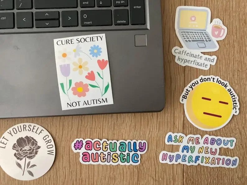 "Cure society not autism" flower sticker - Neurodiversetea