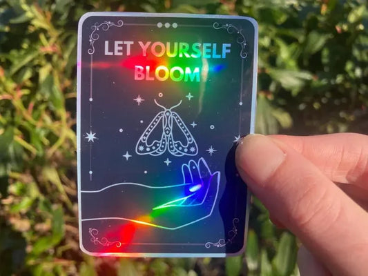 "Let yourself bloom" tarot holographic sticker - Neurodiversetea