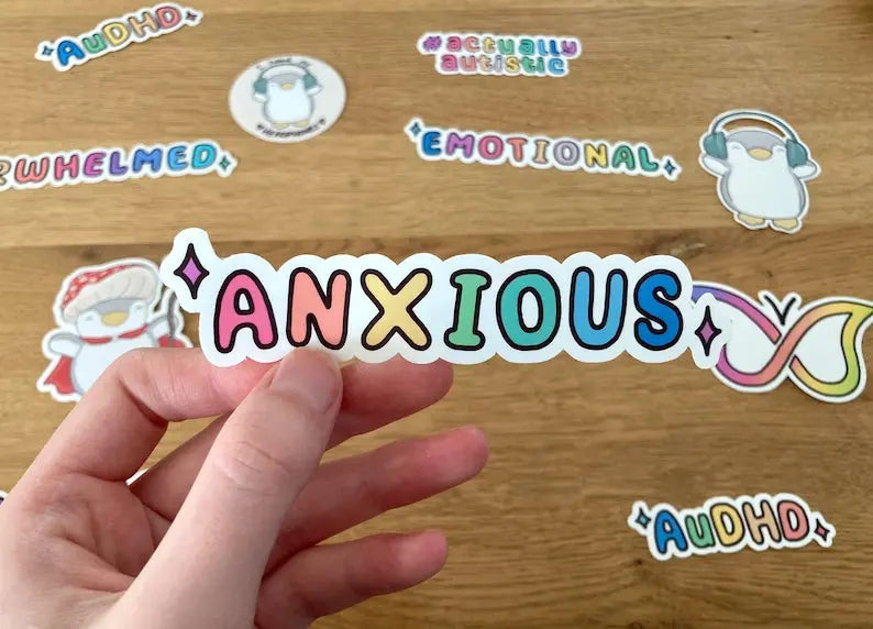 Anxious, overwhelmed, emotional text stickers - Neurodiversetea