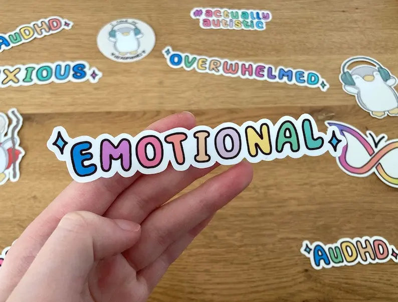 Anxious, overwhelmed, emotional text stickers - Neurodiversetea