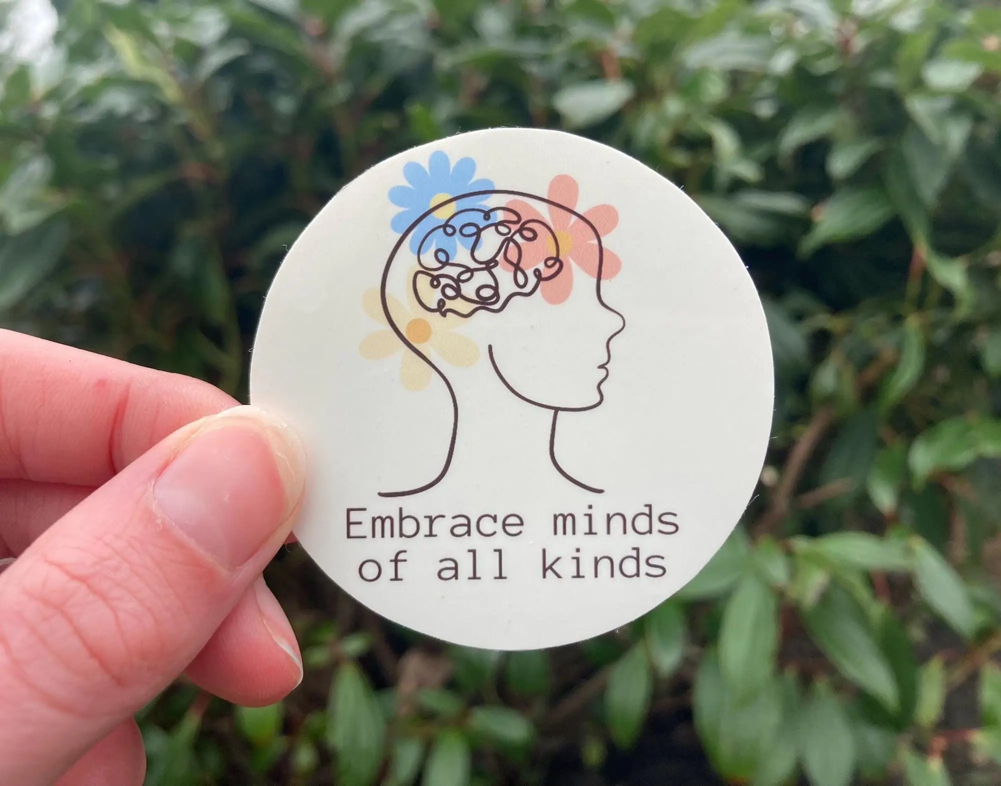 "Embrace minds of all kinds" neurodiversity sticker - Neurodiversetea