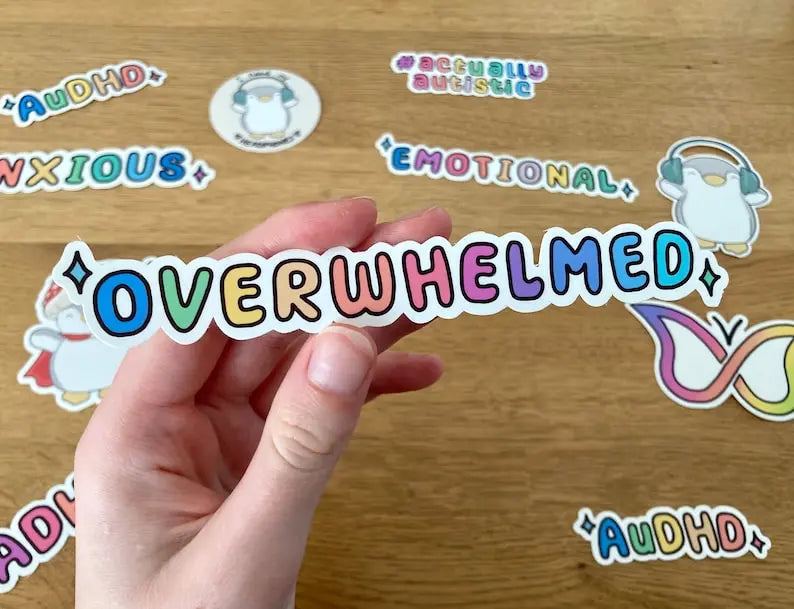 Anxious, overwhelmed, emotional text stickers - Neurodiversetea
