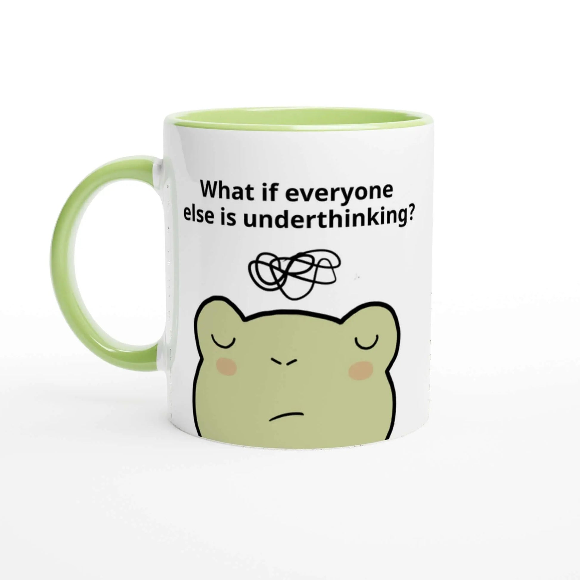 Cute frog overthinker mug with green handle - Neurodiversetea