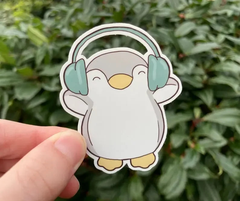 Frog and penguin with headphones stickers - Neurodiversetea