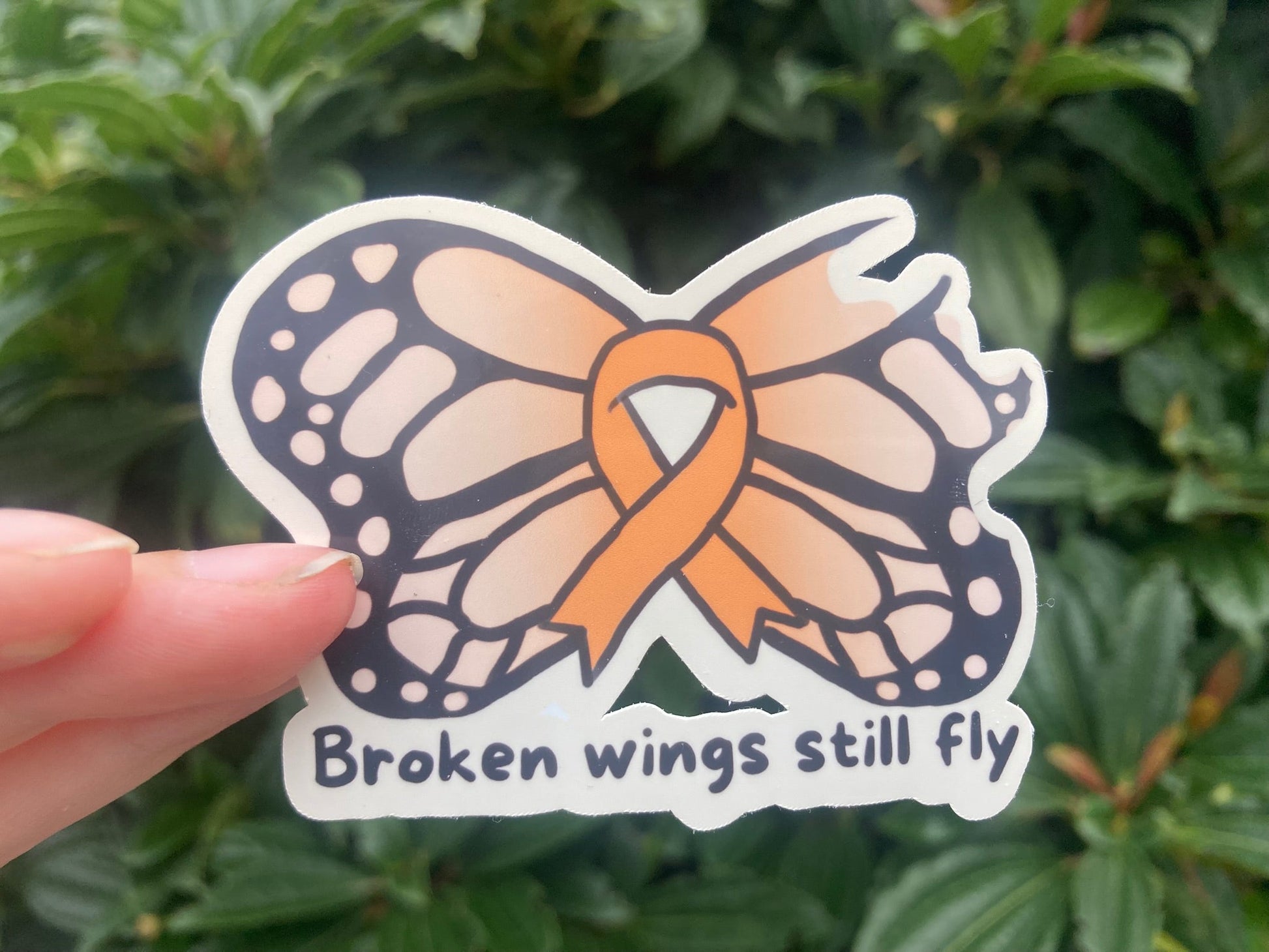 Self harm awareness sticker: broken wings still fly NeurodiverseTea
