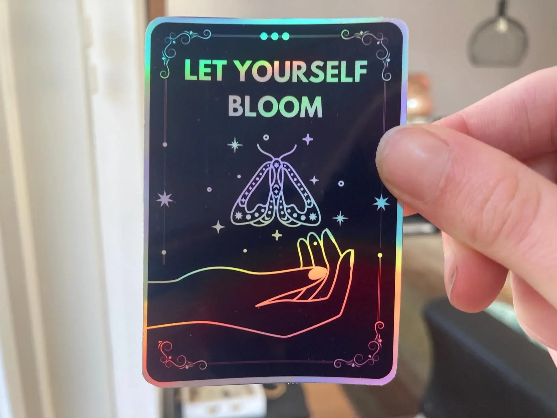 "Let yourself bloom" tarot holographic sticker - Neurodiversetea